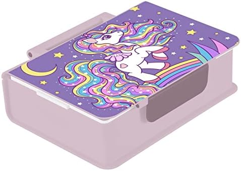 ALAZA Cartoony Rainbow Unicorn Звезден Bento Обяд-Бокс, Не съдържа BPA, Херметични Контейнери за Обяд с вилица и лъжица, 1 бр.