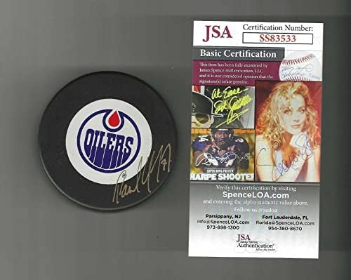 Пол Coffey подписа договор с Едмънтън Ойлърс Тренч Циглер Официален игри pak JSA COA - за Миене на НХЛ с автограф