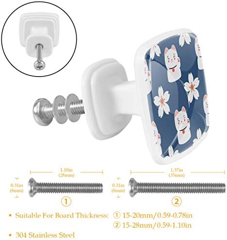 Перфектен японски карикатура Щастлив котка Вишнев цвят Врата кутия Прибиращ се дръжка Мебельное украса за кухненски шкаф-тоалетка