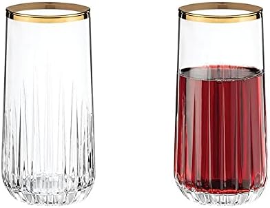 LaModaHome Rachel Glass Комплект от 4 Чаши за безалкохолни Лекарства, 300 мл, Прозрачни Чаши за Вода и Чаши за Дълги Напитки, Уникален