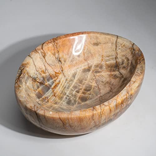 Astro Gallery of скъпоценни Камъни Купа от Полиран Естествен прасковен цвят Лунен камък (7 кг)- PMB3