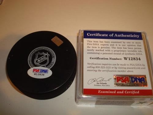 Томас Ванек подписа хокей шайба Монреал Канадиенс PSA/DNA COA с автограф b - за Миене на НХЛ с автограф