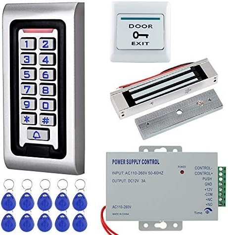 Комплект система за контрол на достъпа до врати HFeng IP68 RFID Клавиатура Водоустойчива Външна + 180 кг/320 килограма Електромагнитен