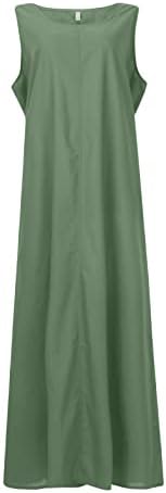Женствена рокля макси GIANTHONG, 2023, пролетно-лятно памучно семе и лененото бохо-ежедневното свободно модно рокля-риза без ръкави за празника