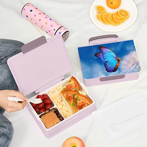 Кутия за обяд ALAZA Morpho Butterfly Dandelion Bento, Херметични Контейнери за обяд, които не съдържат BPA, с вилица и лъжица, 1 бр.
