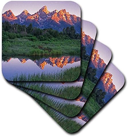 3дРоуз, САЩ, Уайоминг, Национален парк Гранд-Титон. - Поставка за керамични плочки, комплект от 4 броя, комплект от 4 керамични, различни