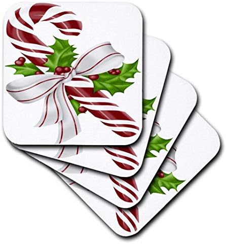3подайте Красива Червено-Бяло Цвете Коледна Илюстрация Леденцового Тръстика, Комплект от 4 Меки Каботажните