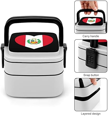 Love Peru Сърце Забавен Контейнер за Обяд All in One Bento Box с Лъжица за Пътуване, на Работа, на Пикник