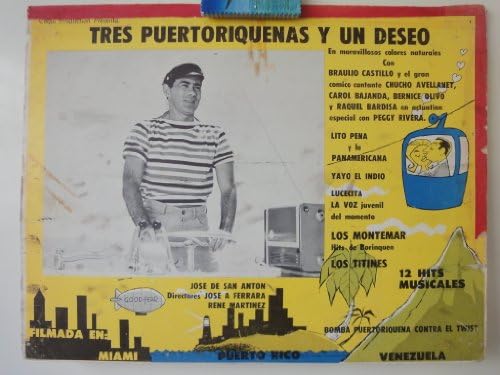 Original Lobby Card Tres Puertoriqueñas Y Un Deseo Braulio Castillo 1961