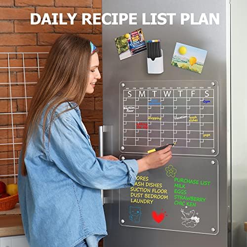 Акрилни календар за хладилник EOTW Магнитен Календар за хладилник с Календарната празна дъска и бяла дъска за бележки Множество Акрилна