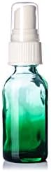 Бостонская Кръгла бутилка от Зелено Затемненного стъкло капацитет от 1 унция с бяла спрей за капак - Опаковка по 1