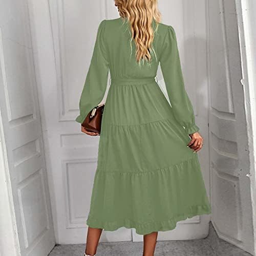 NOKMOPO Мини рокля с дълъг ръкав, Вечер Модно Пролетта и Есента Рокля в стил Бохо с кръгло деколте