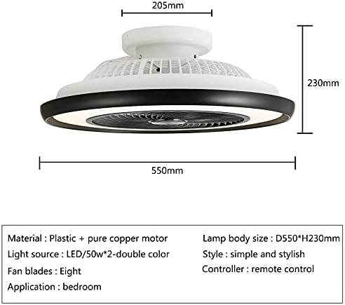 Невидим вентилатор на Тавана Fscar с осветление, Лампа за скрит монтаж вентилатор с дистанционно управление, 72 Watt Led с регулируема