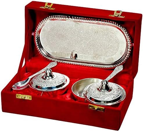 Комплект Купички За Освежителя за уста от месинг с покритие Jaipur Ace от 5 теми (Abs00024) Сребрист