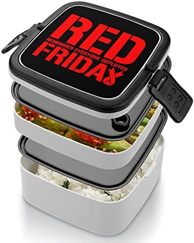 R. E. D Remember Everyone Разгъната Обяд-Бокс Red Friday Преносим Двуслойни Bento Box Контейнер за Обяд с Голям Капацитет на Контейнера