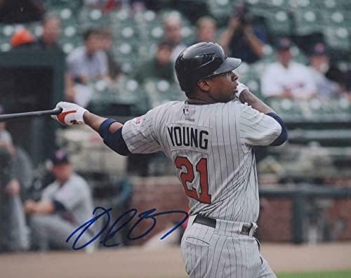 Близнаци Делмон Янг от Минесота С Автограф На Снимката 8x10 С / Coa - Снимки на MLB с автограф