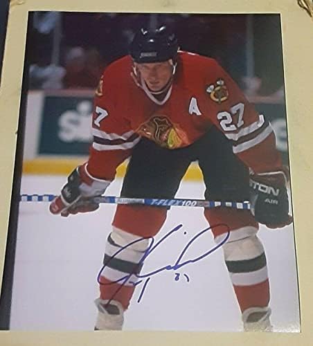 Хокеист Джеръми Реник Чикаго Блекхоукс Подписа Снимка с автограф 8x10 в Coa Nhl 3 - Снимки на НХЛ с автограф