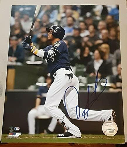 Орландо Арсия Милуоки Брюэрс Подписаха Снимка С Автограф на Файл 8x10 Coa Бейзбол - Снимки на MLB с Автограф