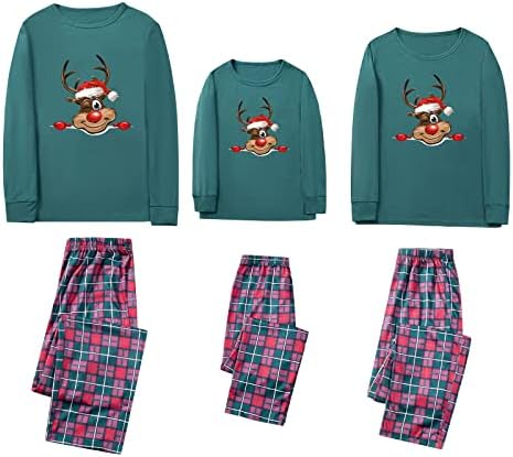 Едни и същи Коледни Семейни Пижамные Комплекти, Коледни Тениски с Дълги ръкави и Коледните Елени, Сладки Еднакви Пижами за Семейството