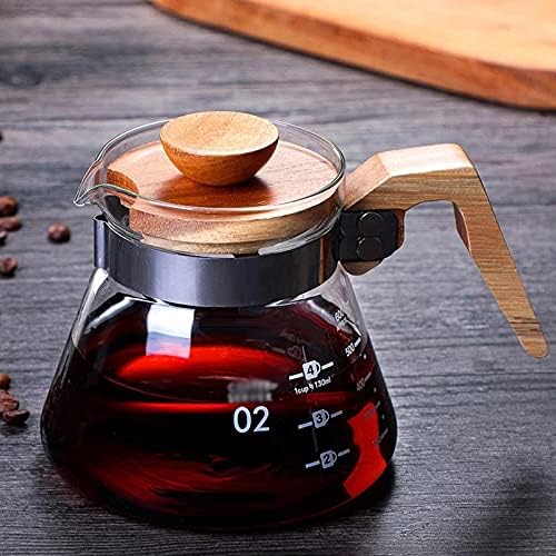 Кана за кафе borosilicate устойчиви на топлина Стъкло XWOZYDR, Жаропрочный Кафе машина, кана за Кафе и V60, tv, Tea с дървена дръжка