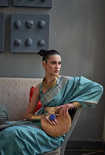 ЕТНИЧЕСКИ ТЪРГОВСКИ ЦЕНТЪР Indian woman's Textured Rich look Gala Мед стан zari ръчно изработени, коприна блуза, сари 7345