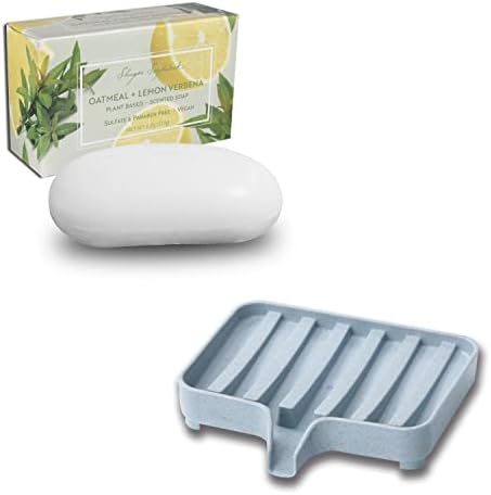 NEWGENISH - Опаковка сапун на растителна основа от овесени ядки, лимонена с тегло 6,25 унция с Самоотливающимся Водопадным сапун кутия-препарат